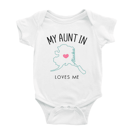 

My Aunt In Alaska Loves Me Baby Short Sleeve Romper Bodysuits 6-12 Months