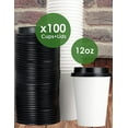 thumbnail image 2 of Avant Grub Paper Coffee Cups with Recyclable Dome Lids for Hot Drinks, 100 Pack, 12 oz, 2 of 5