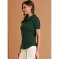 thumbnail image 4 of INSPIRE CHIC Camisa De Manga Corta Suave Con Botones Y Cuello Peter Pan Dulce Para Mujer Verde oscuro S, 4 of 6