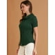 thumbnail image 4 of INSPIRE CHIC Camisa De Manga Corta Suave Con Botones Y Cuello Peter Pan Dulce Para Mujer Verde oscuro M, 4 of 6