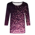 thumbnail image 5 of YUGYXL Sparkly Sequin Tshirts for Women 3/4 Sleeve Shirts Crew Neck Soft Lightweight Blouse Ladies Tunics Comfy Tops Vacation Tees Sales, 5 of 6
