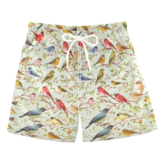 joogoo Boys Swim Trunks Birds and Branch Beach Board Shorts Drawstring Swimsuit 4T