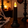 thumbnail image 4 of 1 Pc Halloween Flameless Taper Candles Flickering Battery Operated 3D Wick White LED Taper Candles for Halloween Dinner Table Weddin & Indoor Mantel Decor, 6.3x2.17 Inch, Black, 4 of 7