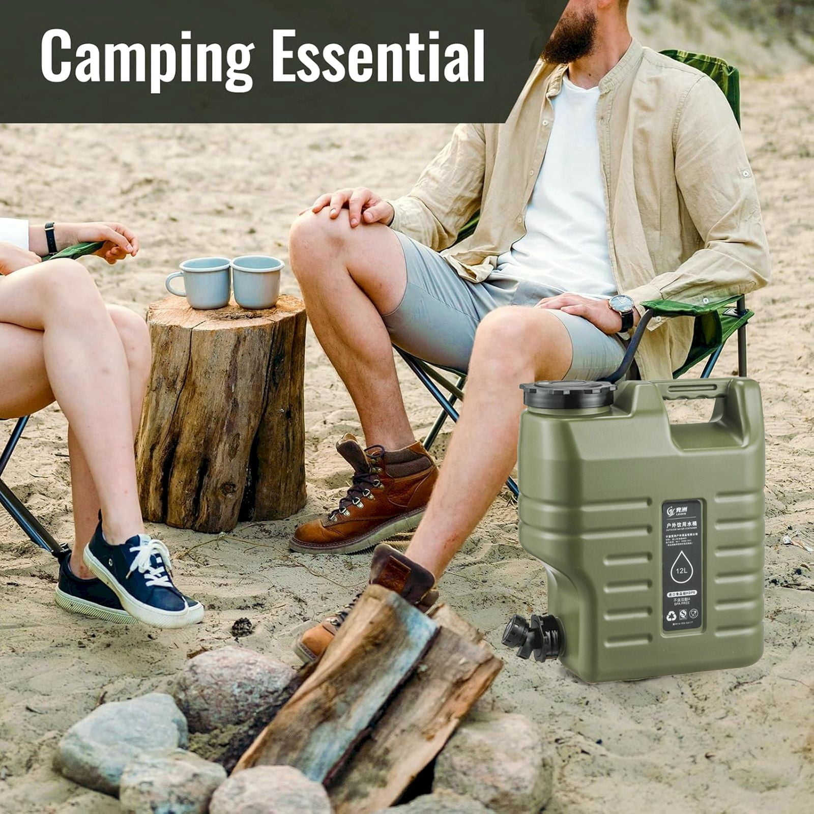 THLKIF Portable 5-Gallon Water Container with Faucet, Camping Water Jug Storage Barrel for Outdoor, Emergency Preparedness, Hiking, and Picnic Hydration