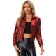 thumbnail image 1 of Chaquede chándal pamujer Chaquemetálide manlarbrillante holográficon cremalleen parte delanteRojo Oscuro XS, 1 of 6
