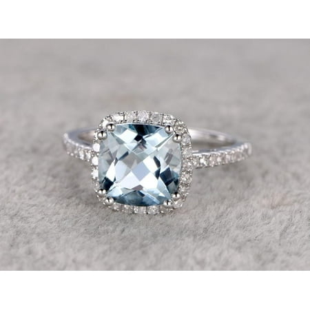 Jeenmata 1 50 Carat Cushion Cut Aquamarine And Diamond