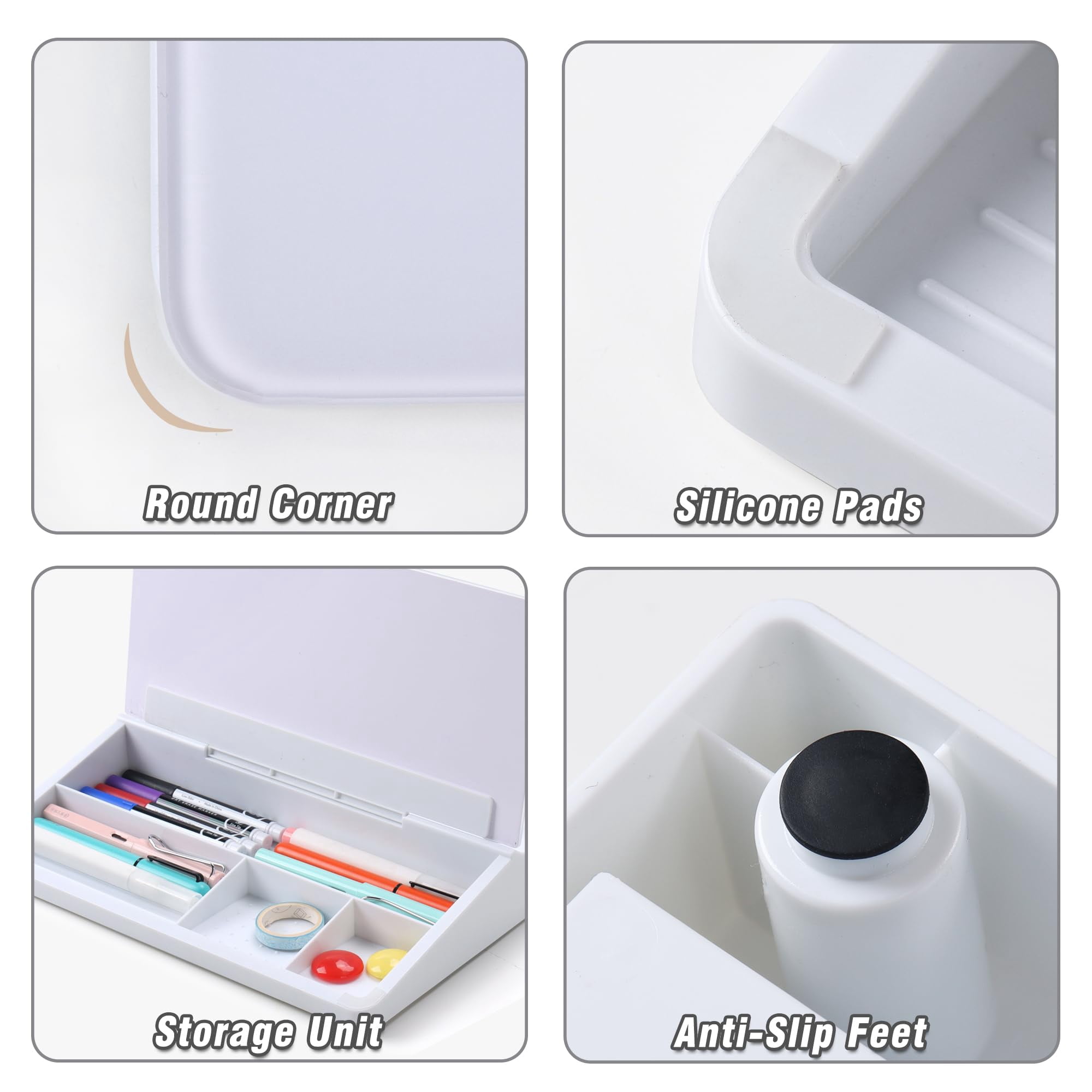 Desktop Glass Whiteboard With Storage  Small Dry Erase White Board Computer Pad Stand For Home School Office Desk Accessories -