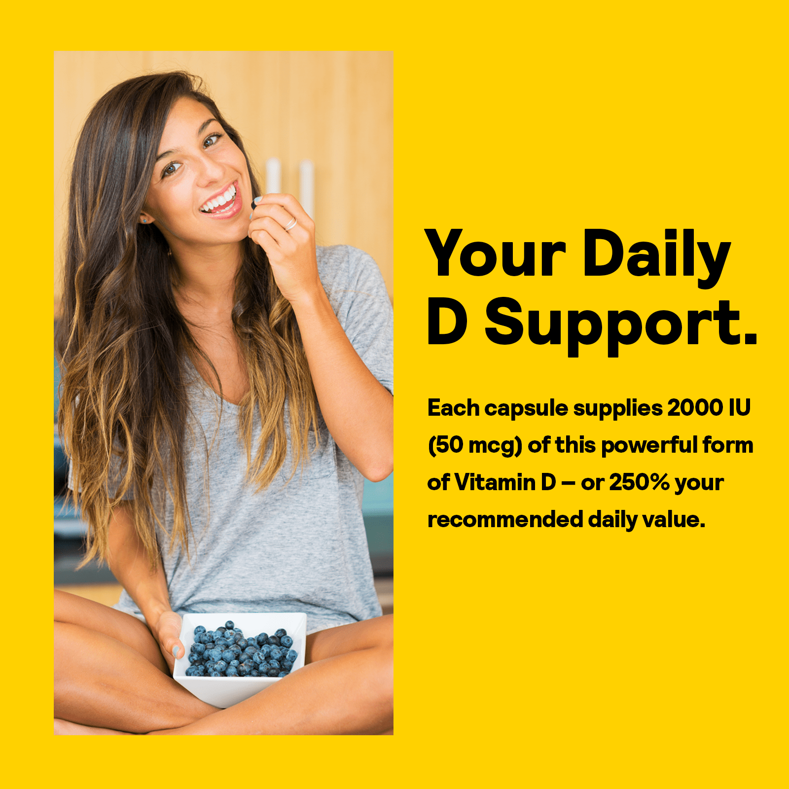 Nature's Life Vitamin D-2 2000IU | High Potency Ergocalciferol | Supplement May Support Bone & Heart Health | 90 Vegetarian Capsules