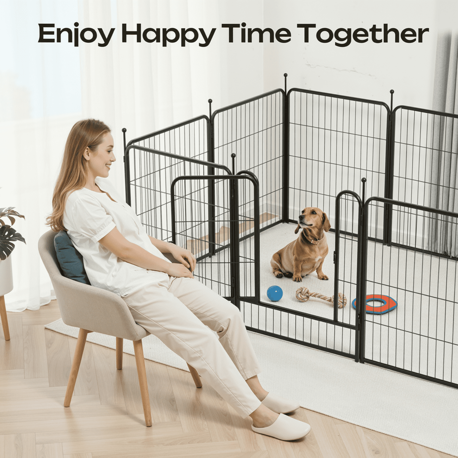 Naipo Dog Playpen Indoor, 8 Panel 32" Heavy Duty Dog Fence, Puppy Playpen, Rabbit Exercise Pen ,Portable House/RV/Camping/Garden Cage