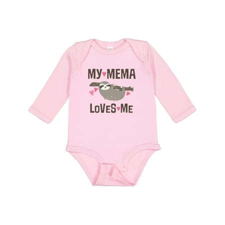 

Inktastic My Mema Loves Me Girl Sloth Gift Baby Girl Long Sleeve Bodysuit