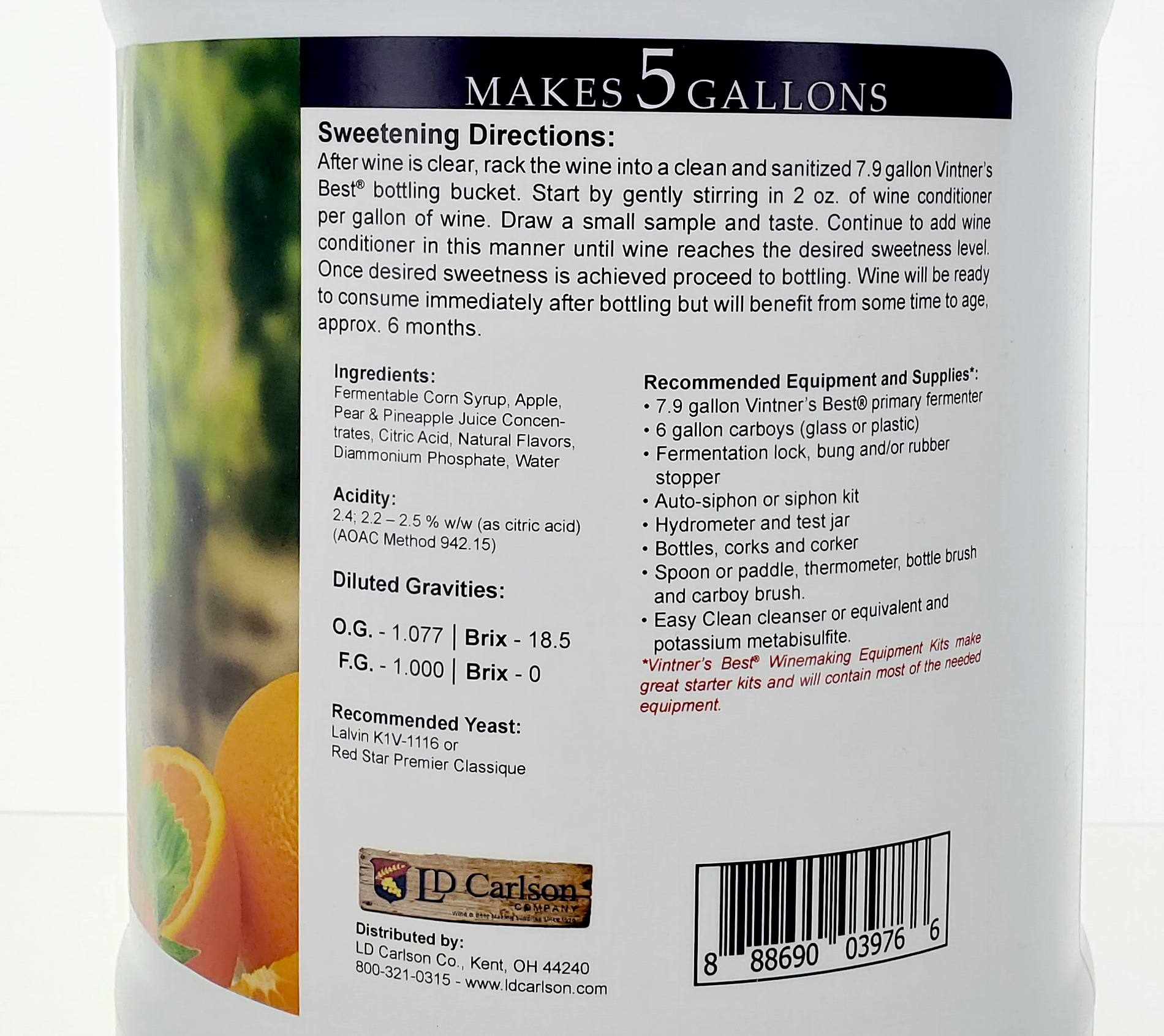 Vintner's Best Fruit Wine Base 128oz Jug - White Sangria