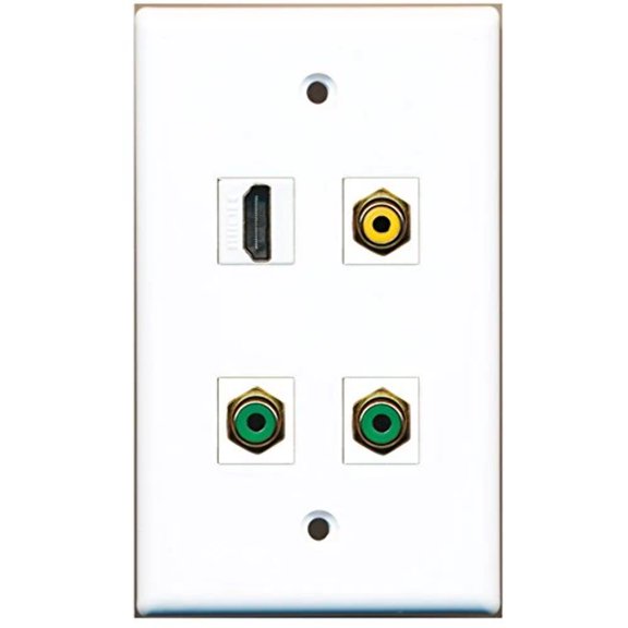 RiteAV - 1 Port HDMI 1 Port RCA Yellow 2 Port RCA Green Wall Plate