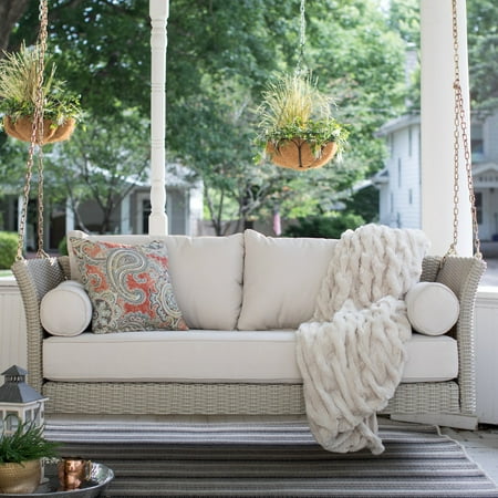 White Wicker Porch Swing - Belham Living Bellevue Deep Seating All Weather Wicker Porch Swing Bed with Cushion