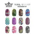PUEEN Nail Art Stamp Designer Kit, Metal Stamping Plate, 12 Patterns
