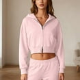thumbnail image 5 of HAPIMO Womens Cute Cropped Hoodies Y2k Long Sleeve Sweatshirts Solid Color Tops Casual Zip Up Sweatshirts Spring Fall Fashion Outfits Pink L, 5 of 9