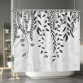 thumbnail image 3 of Black Leaf Shower Curtains with Hooks Farmhouse Botanical Black White Floral Leaves Fashion Shower Curtain for Bathroom Decor Waterproof Polyester Shower Curtain for Bathroom 84x72 Inch, 3 of 6