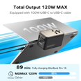 thumbnail image 2 of Adaptador de viaje MOMAX Cargador rápido GaN de 120 W, 3 USB C, 1 USB A, 2 of 6