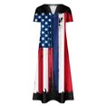 thumbnail image 4 of Robes pour Femmes 2024 Été Oversize Ample Décontracté Col en V Jour de l'Indépendance Imprimé Manches Courtes Robes 50 % de Réduction Liquidation!, 4 of 5