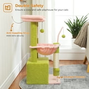 PAWZ Road Cat Tree 33 Cute Flower Cat Scratching Posts Tower with Large Top Perch and Hammock for Medium Indoor Cats, Pink