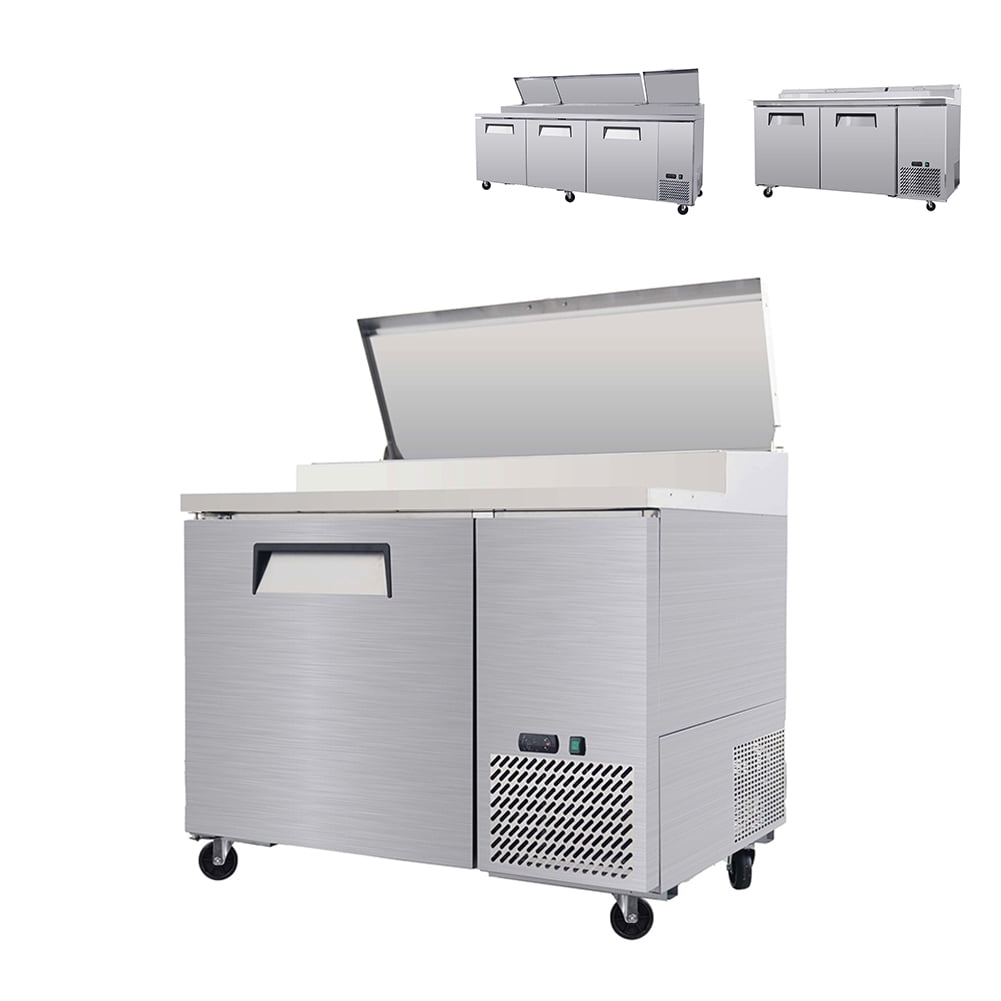 Yesurprise Commercial Refrigerator, Sandwich Prep Table with Adjustable Shelf Brackets, Stainless Steel Insulation Lid, Heavy Duty Casters, Salad Refrigerator