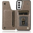 thumbnail image 5 of Phone Case for Samsung Galaxy S21 Glaxay S 21 5G 6.2 inch with Tempered Glass Screen Protector and Card Holder Wallet Cover Stand Flip Leather Cell Accessories Gaxaly 21S G5 Cases Women Men Gray, 5 of 13