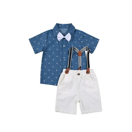 

Dewadbow 2Pcs Toddler Boys Summer Floral Short Sleeves Shirt Pants Sets