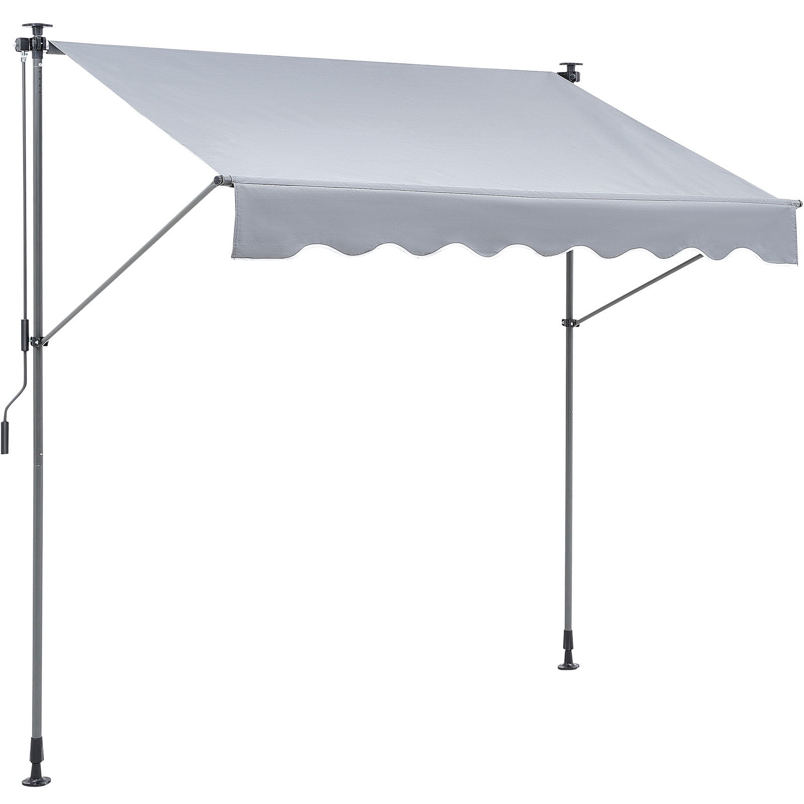 KFFKFF 118" x 47" Gray Manually Retractable Patio Awning, UV Resistant
