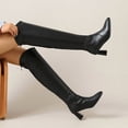 thumbnail image 5 of Viluyesy Over The Knee Boots for Women Faux Leather Pointed Toe Chunky Heel Side Zipper Comfortable Dress Shoes Black Size 7, 5 of 9
