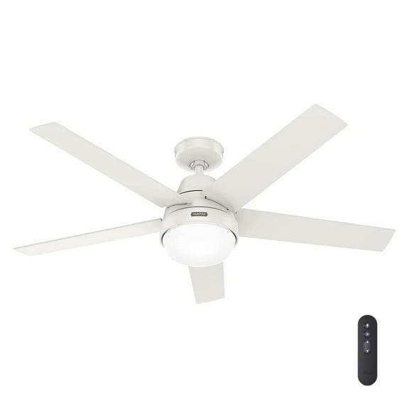 Restored Hunter Fan 52 inch Casual Fresh White Indoor Ceiling Fan with LED Light Kit and Remote Control for Bedroom, Living Room, Office, Basement, Kitchen (Refurbished)
