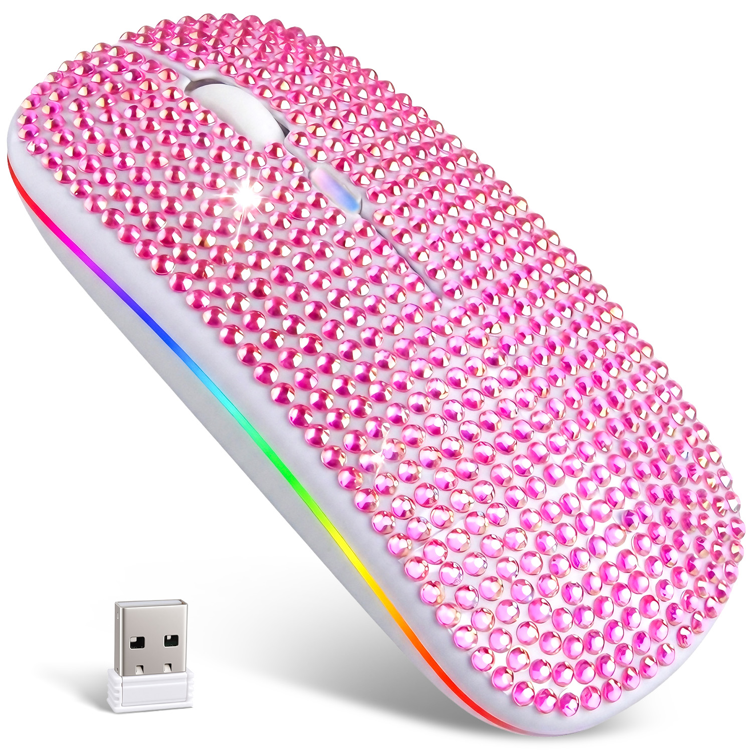 Wireless Mouse for Laptop,AILKIN 2.4GHz 1600 DPI Gaming Mouse Wireless with USB Receiver Rechargeable Wireless Gaming Mouse Computer Mice for Laptop,Chrombook,PC,Mac,Pink