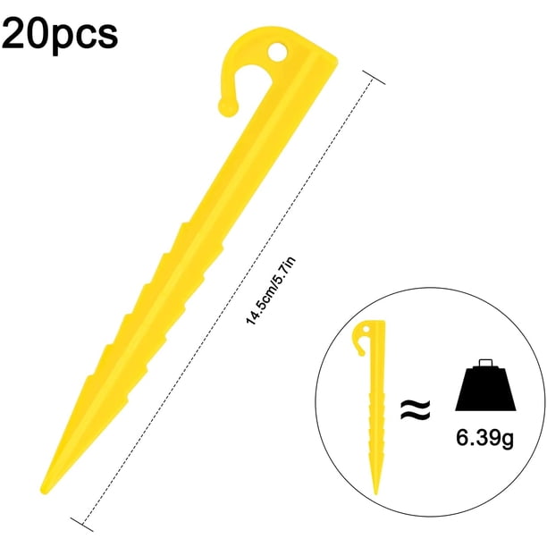 20 estacas de plástico para tienda de campa?a, clavos de plástico para tienda de campa?a de 14,5 cm, tienda de campa?a resistente de sardina, estacas para tienda de campa?a con gancho, estacas en espiral para tienda de campa?a, toldo de jardín ShuxiuWang 8390606603746