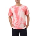thumbnail image 1 of Camisetas de hombre INSPIRE CHIC para el Día del Padre, de manga corta, verano, camiseta de teñido anudado, camisetas impresas de hip hop, M, rosa y blanco, 1 of 6