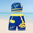 thumbnail image 2 of HAOTAGS Boys Swimsuit Sets,Quick Dry Brethable Giraffe Print Swim Trunks With Cap Set Blue 7-8, 2 of 6
