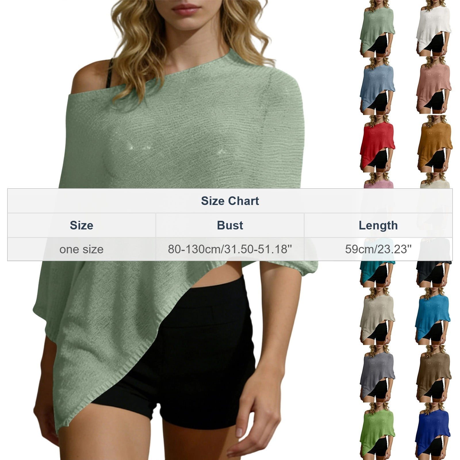 Women Sheer Asymmetrical Tops UV Protection Crochet Knit Shawl