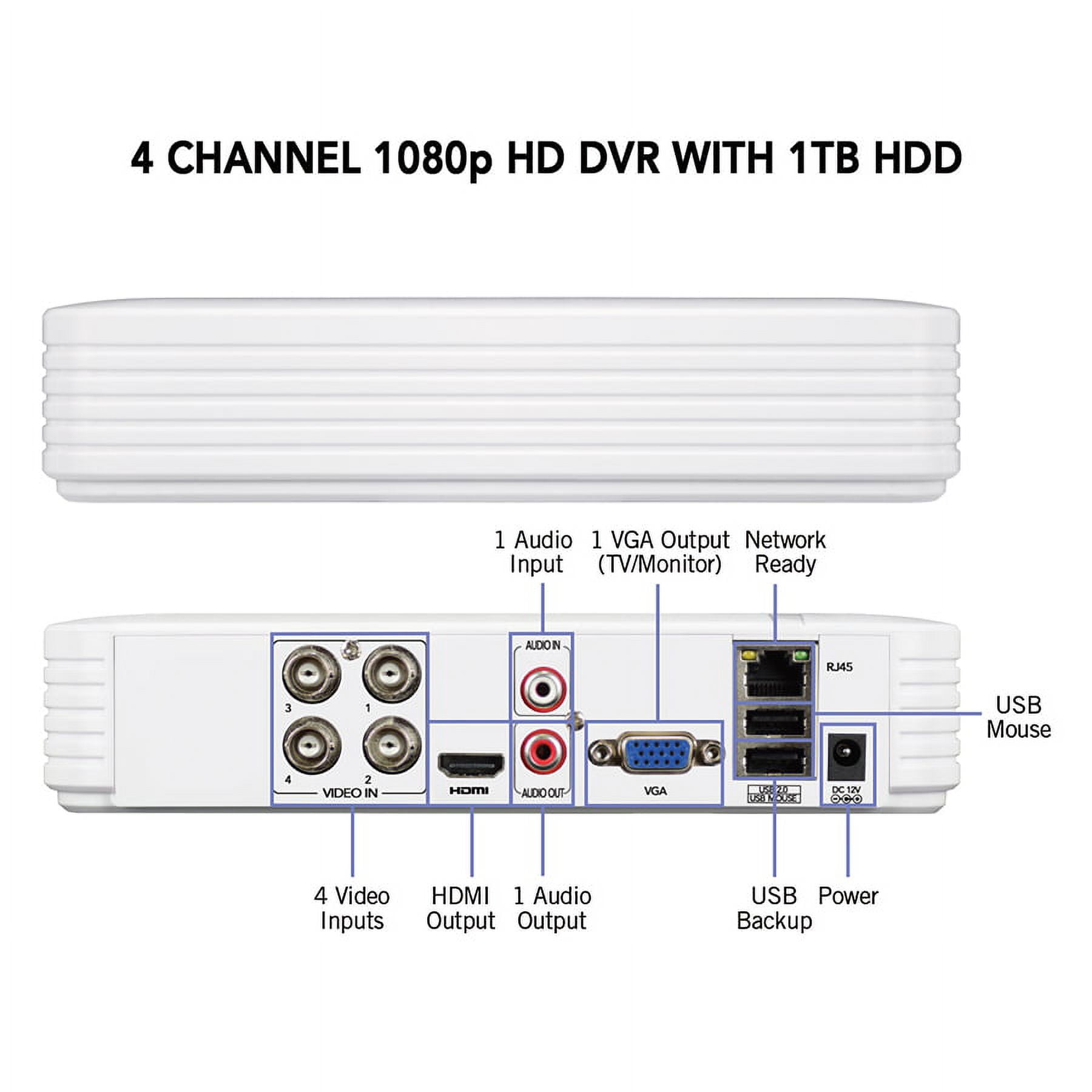 Night Owl Surveillance Cameras 1TB Hard Drive 1080p HD Wired Spotlight, Black, White