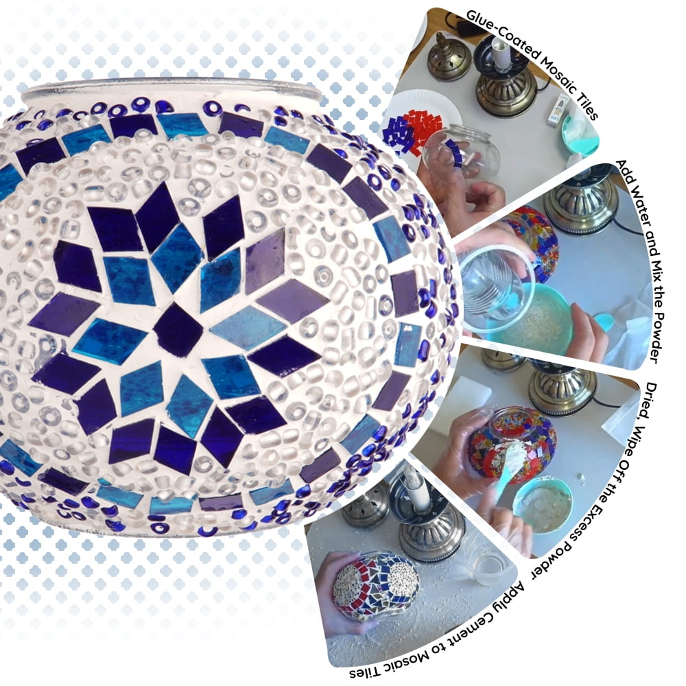 MEHOOM Classic DIY Mosaic Lamp Kit, Turkish Crafts Kit for Adult, Moroccan Decor, Perfect Gift for Her or Him (Blue)