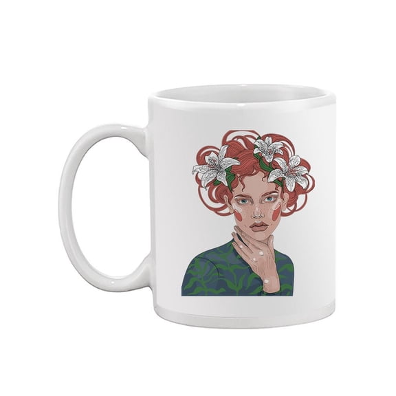 Girl With Blooming Lilies Mug - Image by Shutterstock