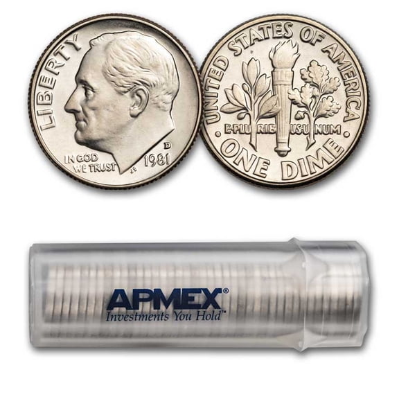 1981-D Roosevelt Dime 50-Coin Roll BU