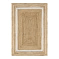 thumbnail image 3 of Unique Loom Braided Jute Collection Area Rug - Gujarat (4' 1" x 6' 1" Rectangle Natural and White/Ivory), 3 of 7