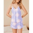 thumbnail image 2 of Ekouaer Satin Pajama Set for Women 2 Piece Camisole Top and Shorts Silk Lingerie with Ruffle Floral Nightwear, 2 of 6