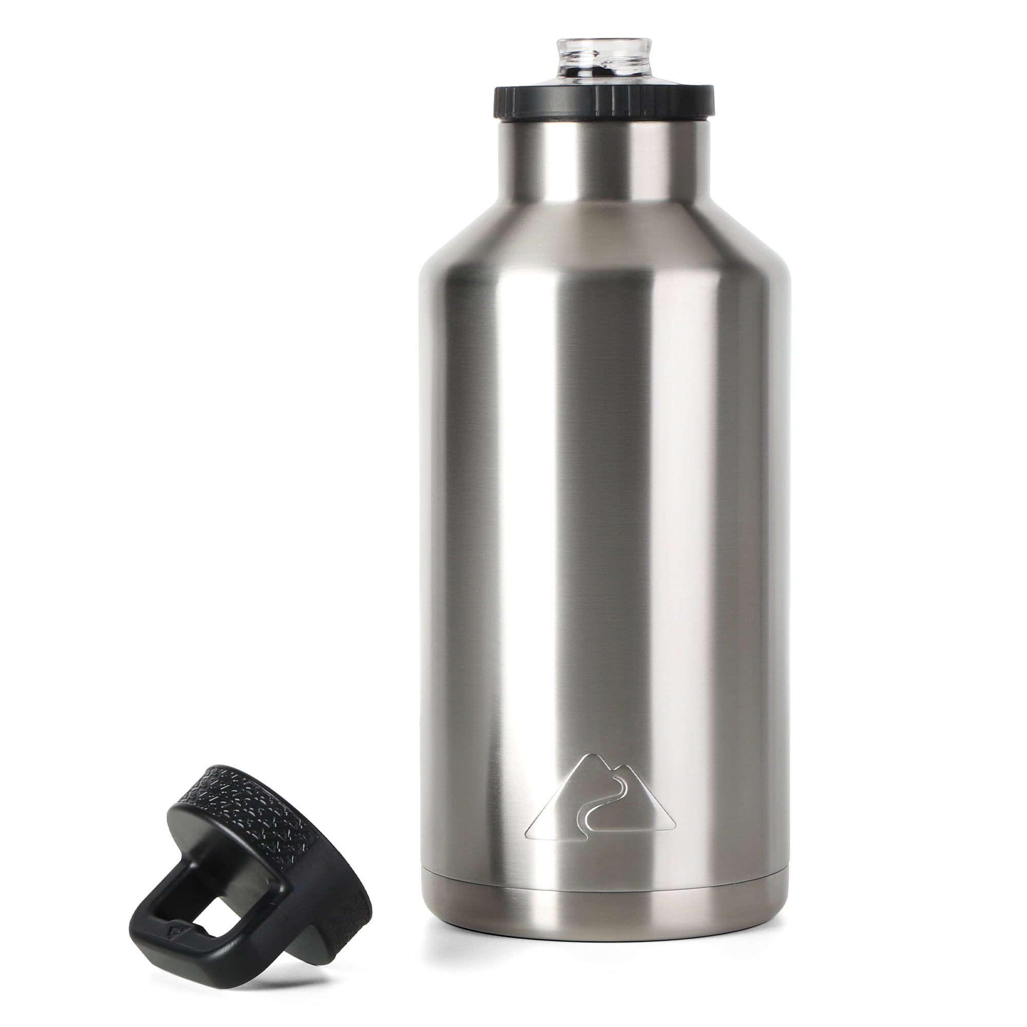 Ozark Trail 64 oz Stainless Steel Insulated Water Bottle with Chug Lid & Handle, Leak-Proof, Wide-Mouth Reusable Travel Water Bottle, Silver