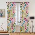 thumbnail image 2 of Kitchen Curtains 84 Inch Length 2 Panels, Summer Slippers Grommets Window Treatment Curtain, Watercolor Flip Flops Ocean Beach Light Brown Thermal Curtains Drapes for Living Room/Bathroom, 2 of 9