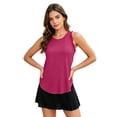 thumbnail image 6 of Fgvctg Summer Womens Tank Tops Crew Neck Casual Flowy Ruffle Sleeveless Plus Size Shirts for Women Hot Pink L, 6 of 6