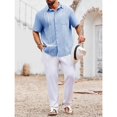 thumbnail image 3 of Summer Men Shirt Guayabera Short Sleeved Button Up Beach Shirt, 3 of 6