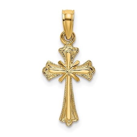 DewberryDiamonds 10K Yellow Gold Engraved Small Cross With X Center Religious Charm Pendant (Weight : 0.53 g, Length : 15.2 mm, Width : 10 mm)