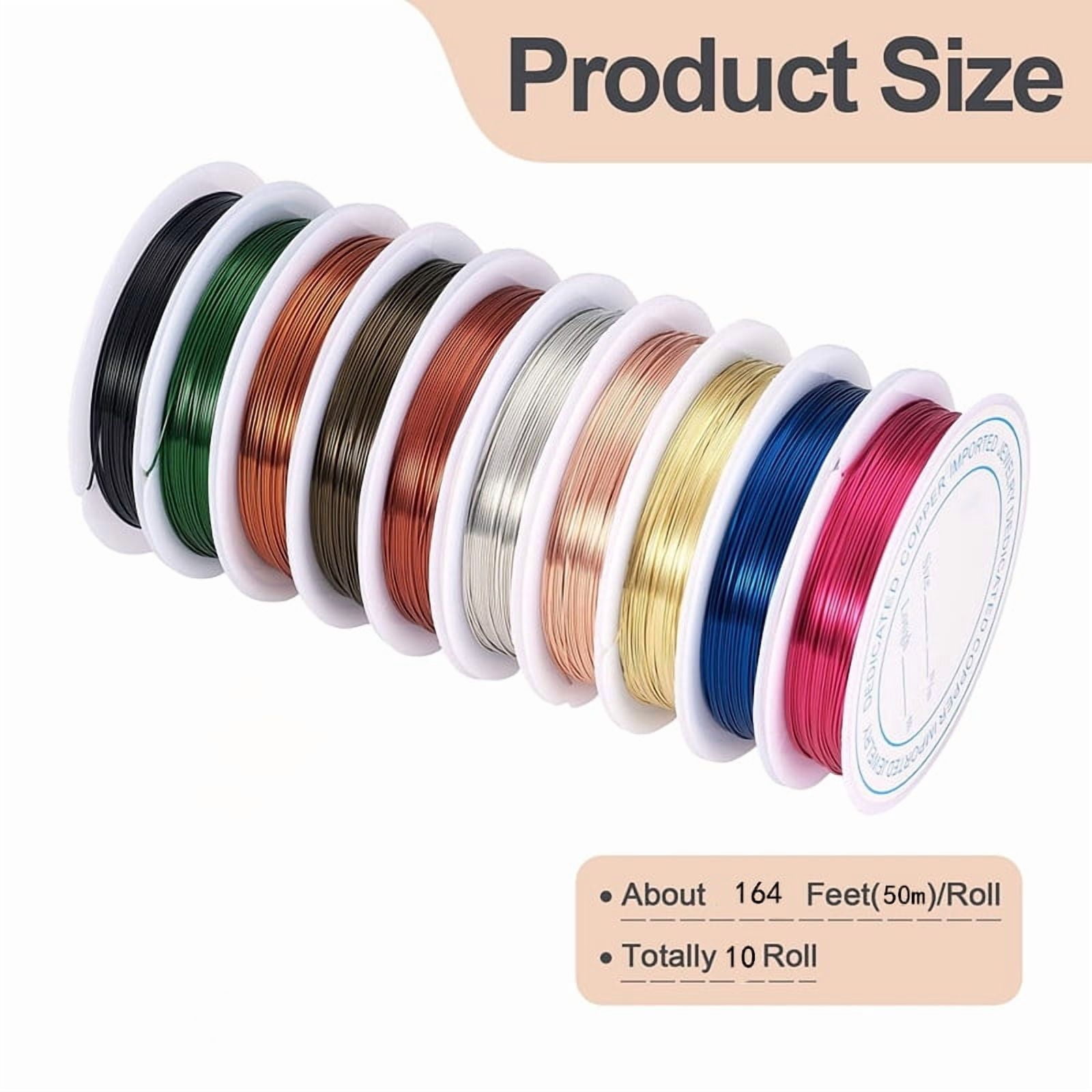 Meilimei  Gauge Copper Wire for Jewelry Making, 10 Rolls 0.3mm Soft Bare Beading Wire, 164 ft per Roll Craft Wire for Wire Wrapping, DIY Art Projects