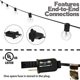 thumbnail image 4 of Luz De Cadena De Bombilla G40 Bombilla G40 Cadena de luz IP45 E12 Enchufe regulable Bombillas de alambre de tungsteno Enchufe de EE. UU. Tmvgtek Para estrenar, 4 of 9