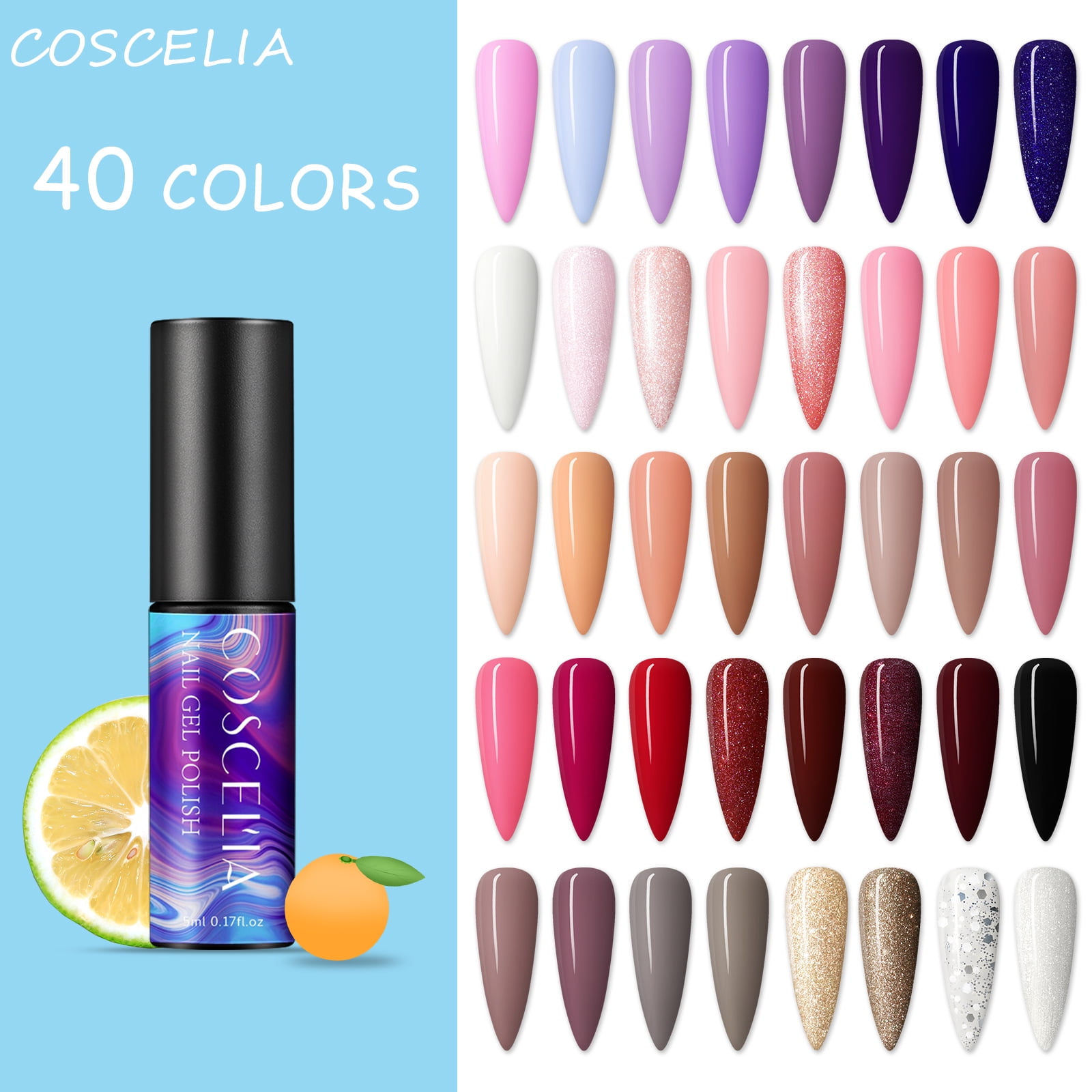 COSCELIA 40 pieces UV color gel set UV nail polish UV gel nail gel set gel nail art beginner nail polish for nail design nail art | Walmart Canada COSCELIA 40 pieces UV color gel set UV nail polish UV gel nail gel set gel nail art beginner nail polish for nail design nail art | Walmart Canada
