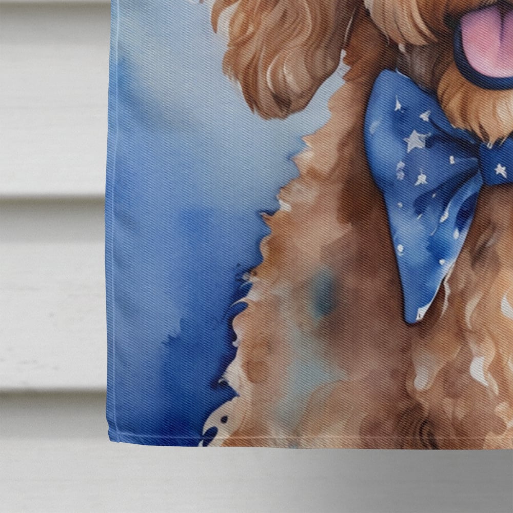 Goldendoodle Patriotic American House Flag 28 in x 40 in