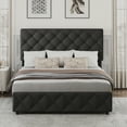 thumbnail image 4 of Upholstered Queen Platform Bed Frame with 4 Storage Drawers Adjustable Headboard, PU Leather Platform Storage Bedframe with Button Tufted, Wooden Slats Support, No Box Spring Needed, Noise-Free, 4 of 7